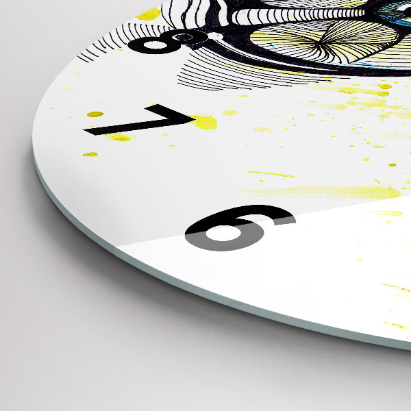 Round glass wall clock Eyes with glasses