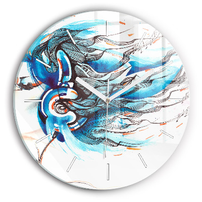Round glass wall clock Illustration of a handset