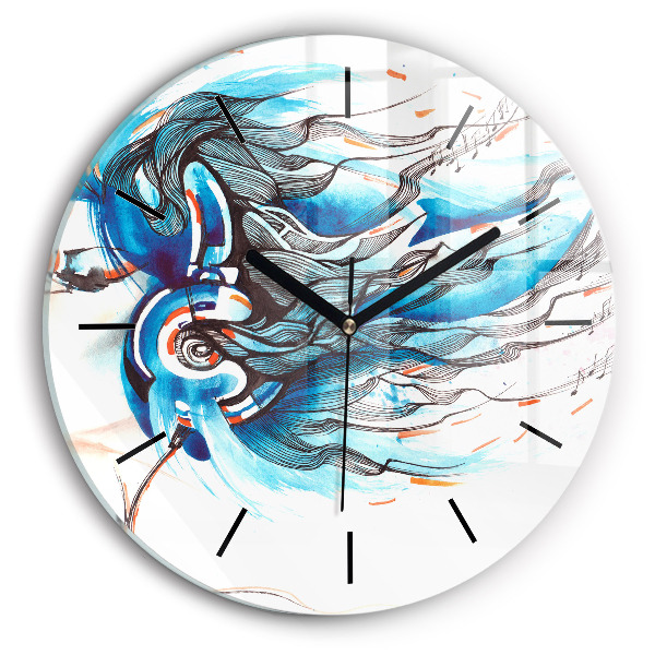 Round glass wall clock Illustration of a handset