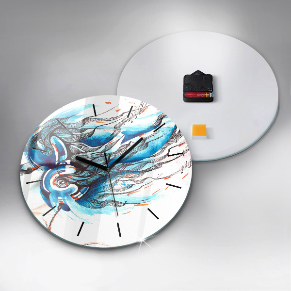 Round glass wall clock Illustration of a handset