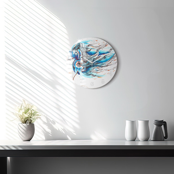 Round glass wall clock Illustration of a handset