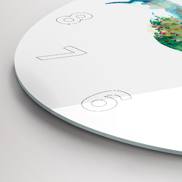 Round glass wall clock Abstraction of bird and spring