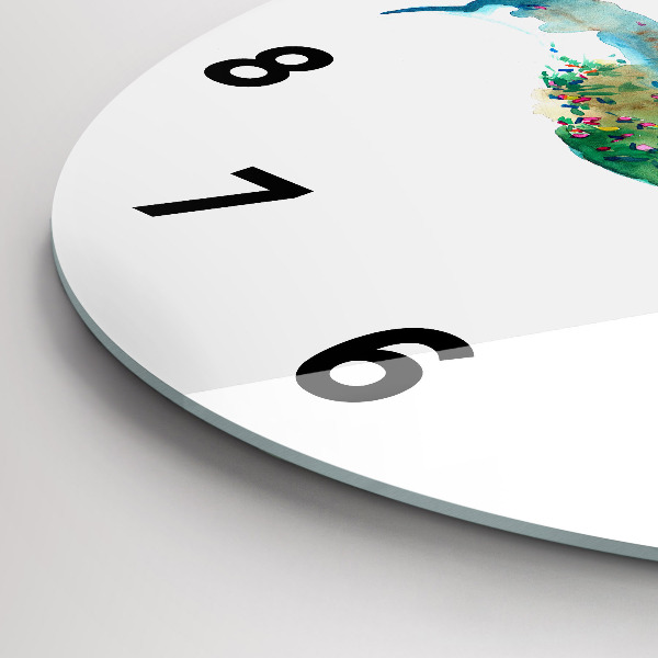 Round glass wall clock Abstraction of bird and spring