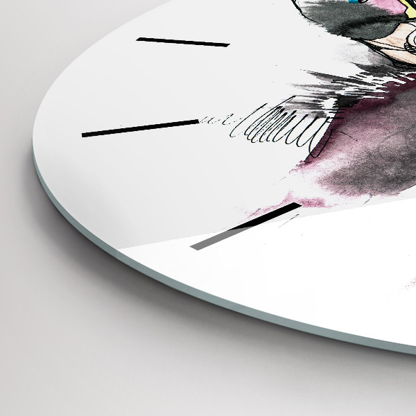 Round glass wall clock Moose abstract