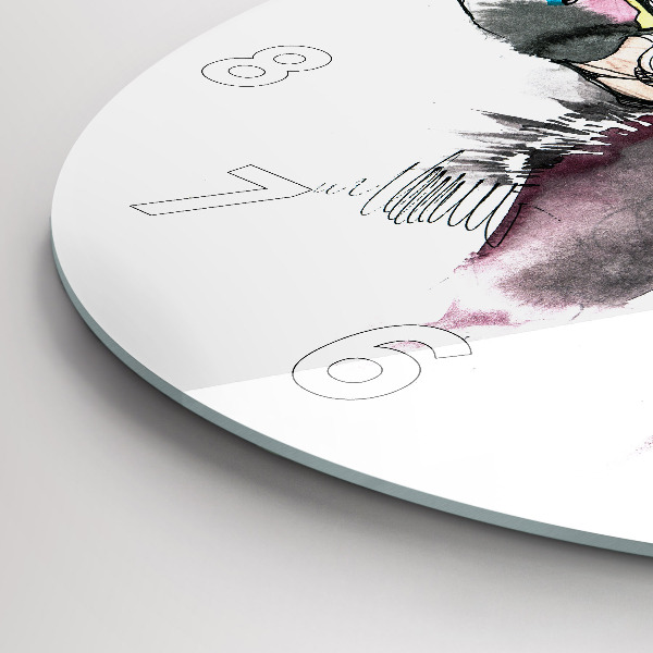 Round glass wall clock Moose abstract