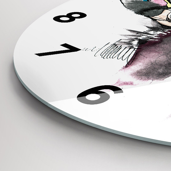 Round glass wall clock Moose abstract