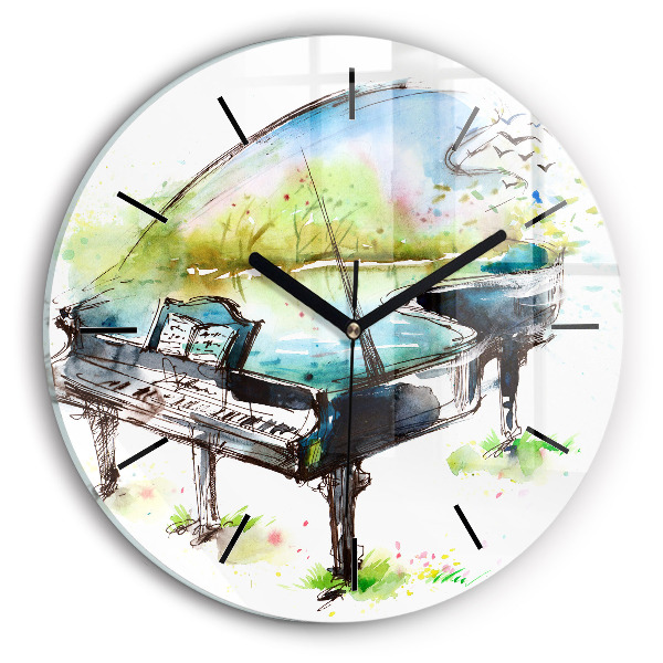 Round glass wall clock Illustration 4 Seasons