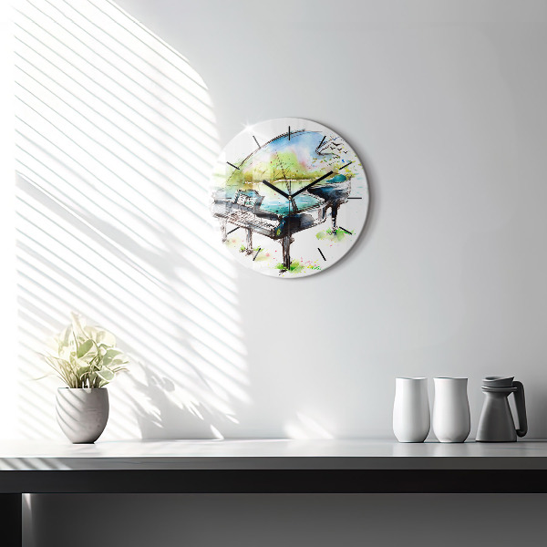 Round glass wall clock Illustration 4 Seasons