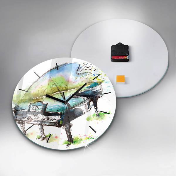 Round glass wall clock Illustration 4 Seasons
