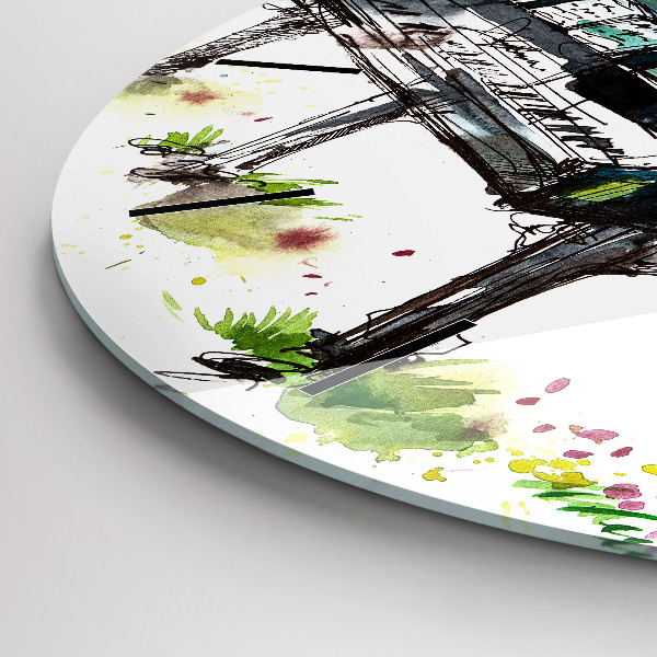 Round glass wall clock Illustration 4 Seasons