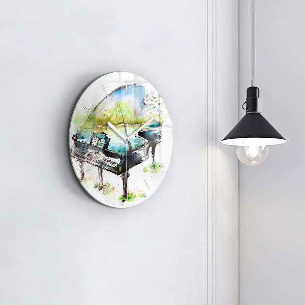Round glass wall clock Illustration 4 Seasons