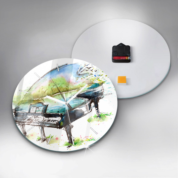 Round glass wall clock Illustration 4 Seasons