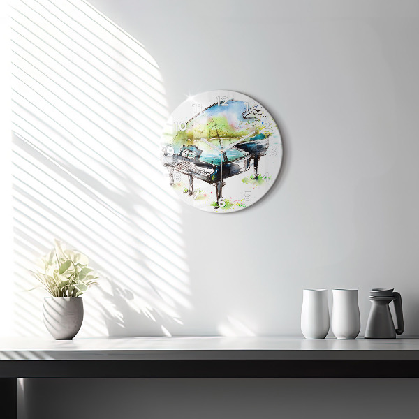 Round glass wall clock Illustration 4 Seasons