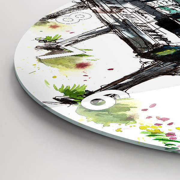 Round glass wall clock Illustration 4 Seasons