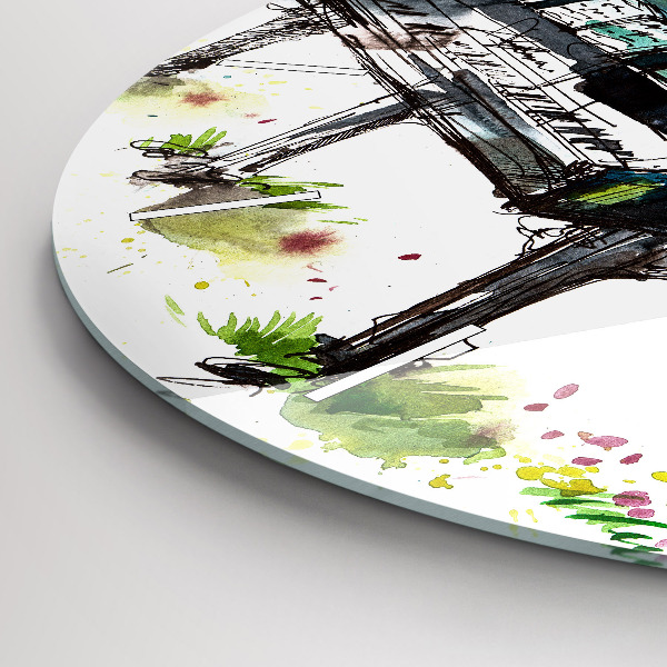 Round glass wall clock Illustration 4 Seasons