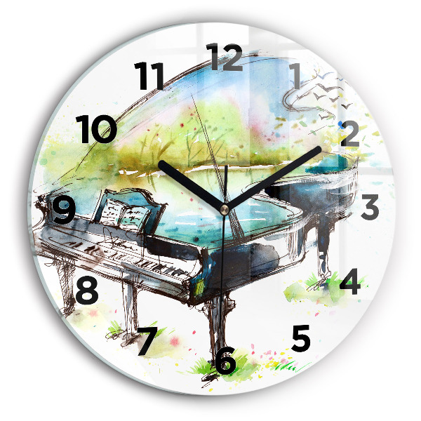 Round glass wall clock Illustration 4 Seasons