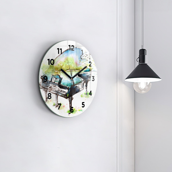 Round glass wall clock Illustration 4 Seasons