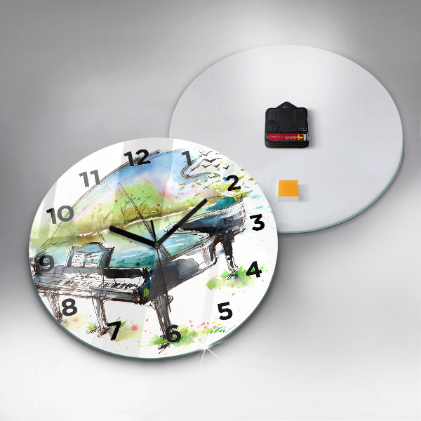 Round glass wall clock Illustration 4 Seasons