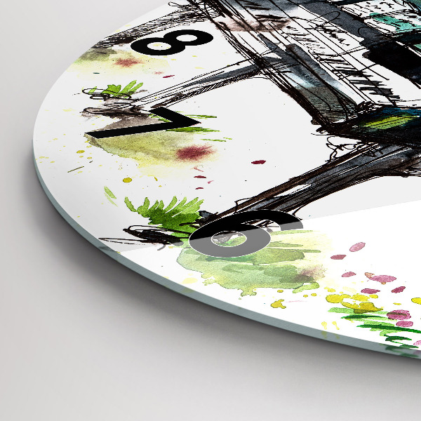 Round glass wall clock Illustration 4 Seasons