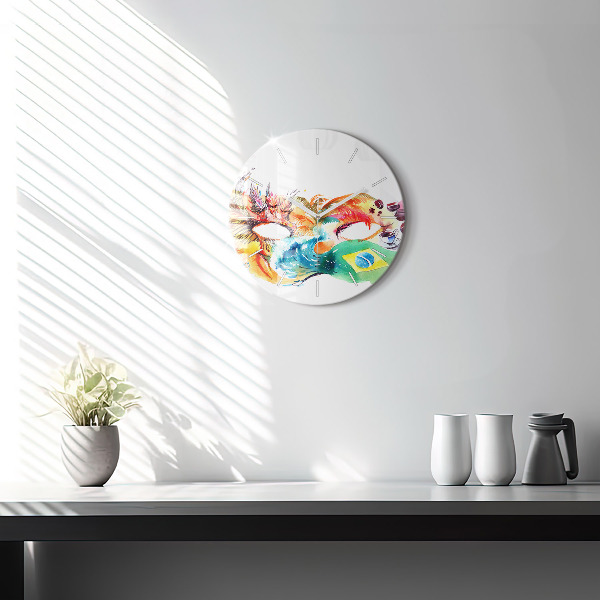 Round glass wall clock Culture - Brazilian flag
