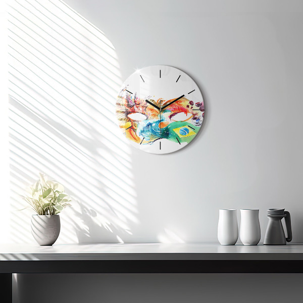 Round glass wall clock Culture - Brazilian flag