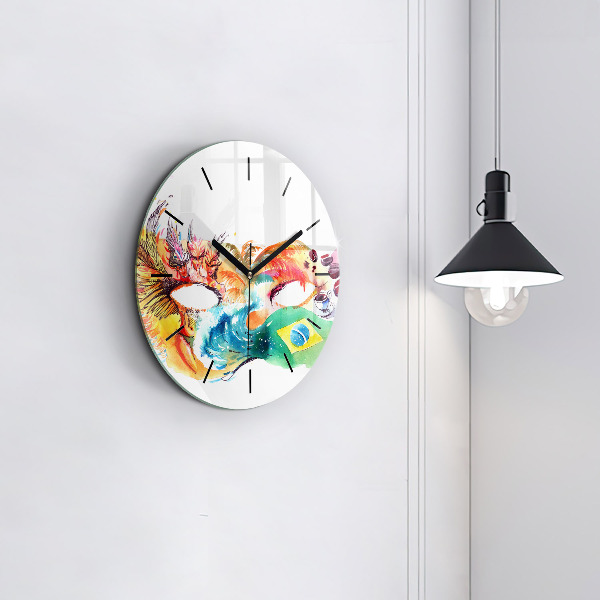Round glass wall clock Culture - Brazilian flag