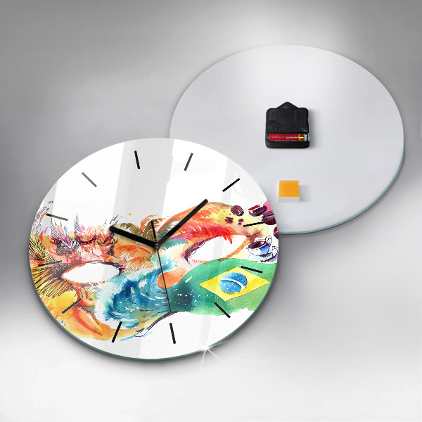Round glass wall clock Culture - Brazilian flag