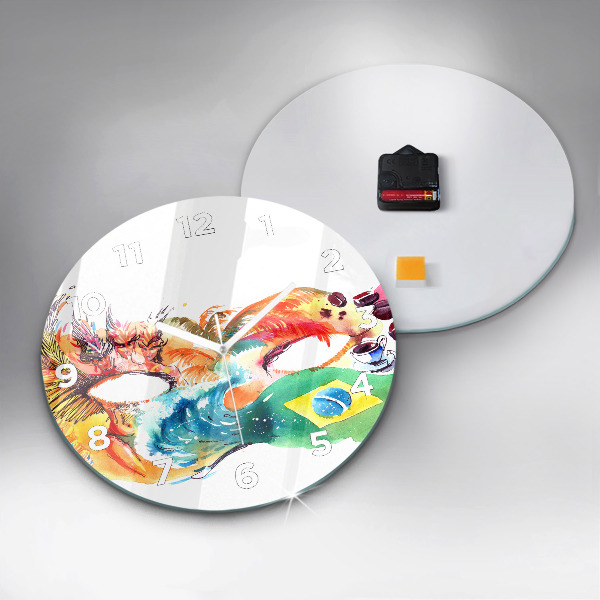 Round glass wall clock Culture - Brazilian flag