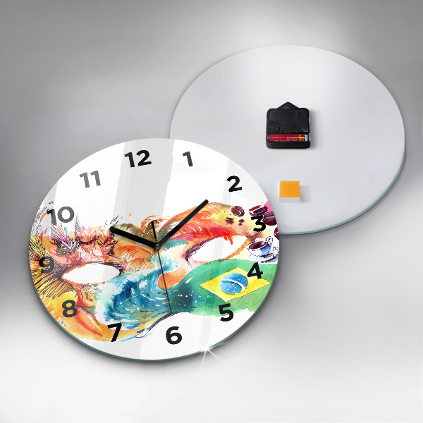 Round glass wall clock Culture - Brazilian flag