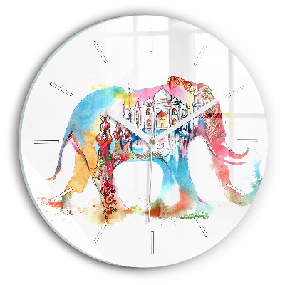 Round glass wall clock Indian Culture