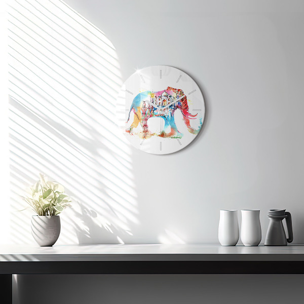 Round glass wall clock Indian Culture