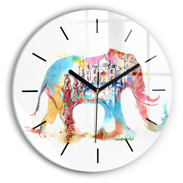 Round glass wall clock Indian Culture