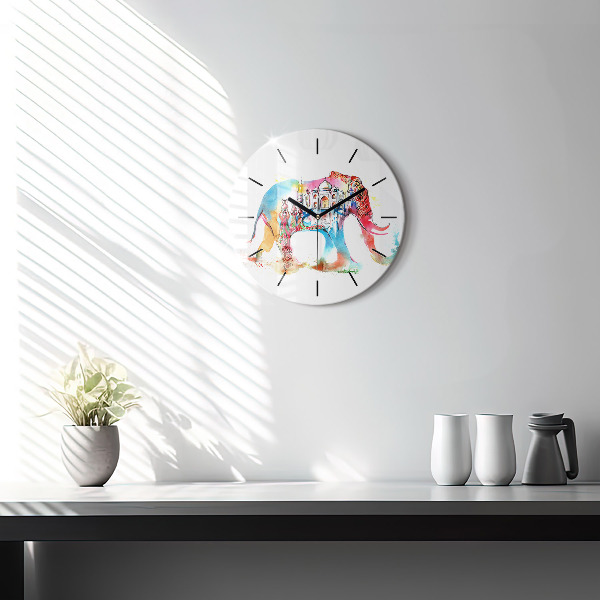 Round glass wall clock Indian Culture