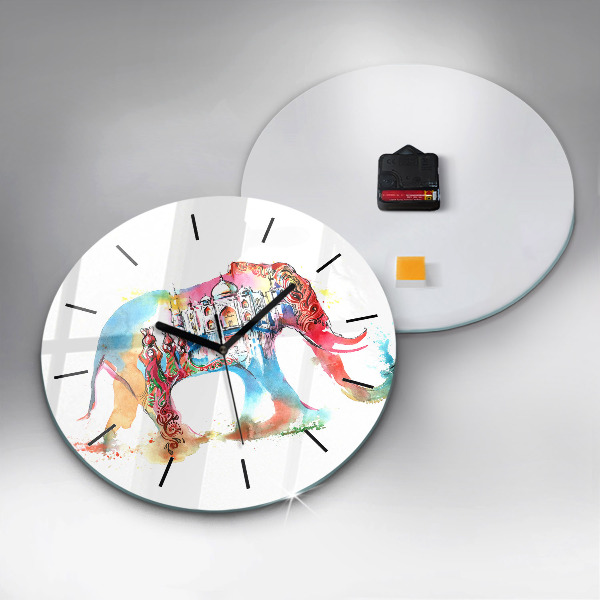 Round glass wall clock Indian Culture