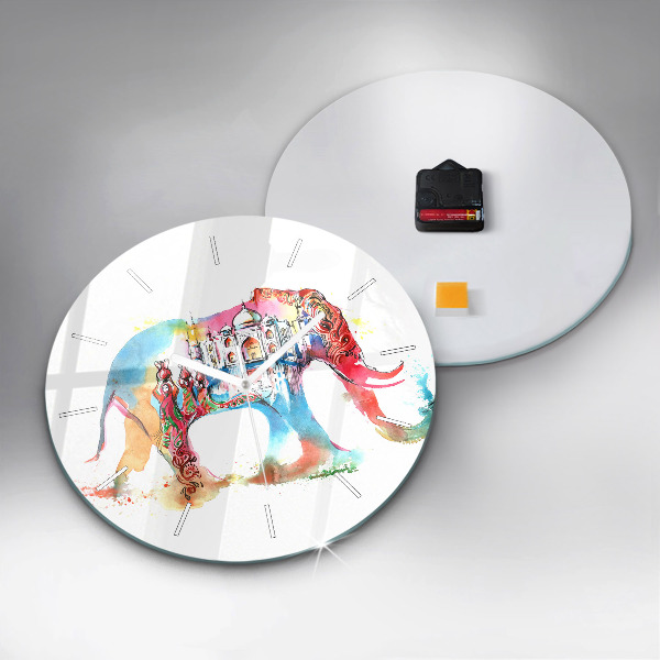 Round glass wall clock Indian Culture