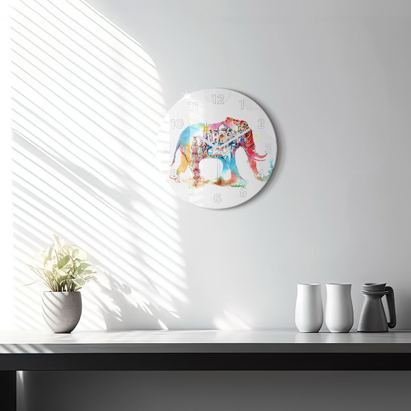 Round glass wall clock Indian Culture