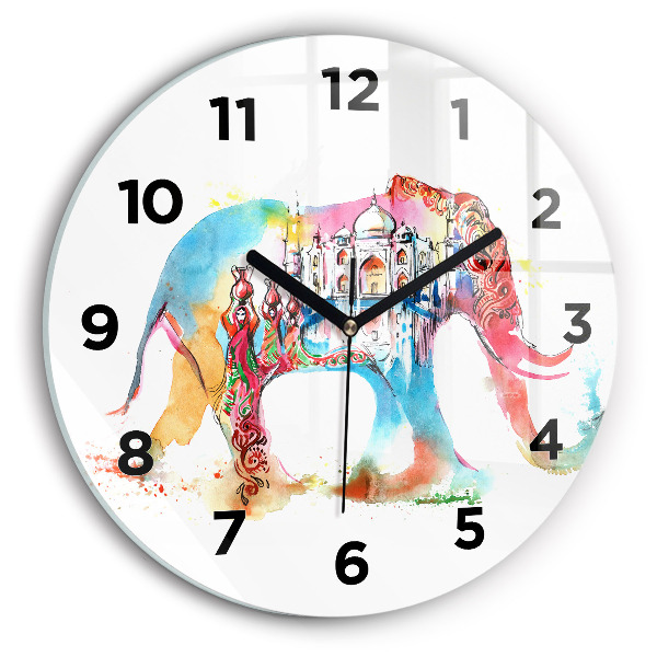 Round glass wall clock Indian Culture