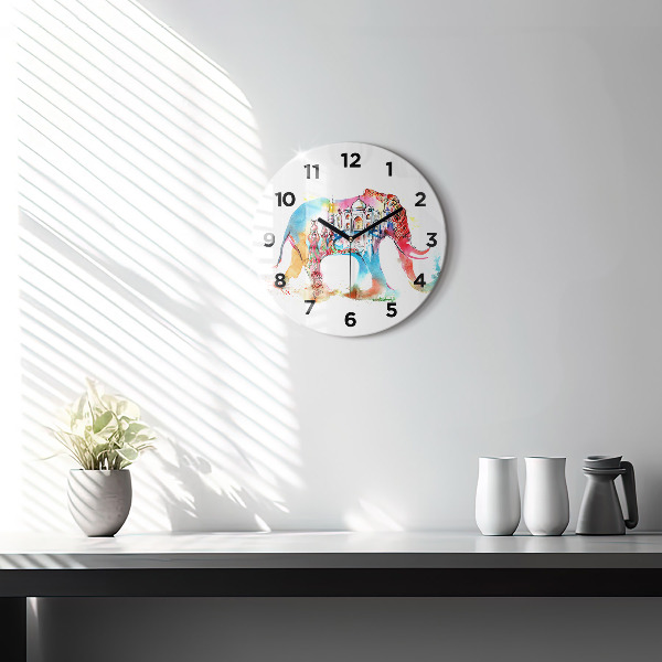 Round glass wall clock Indian Culture
