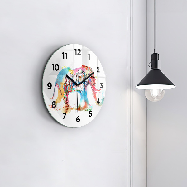 Round glass wall clock Indian Culture
