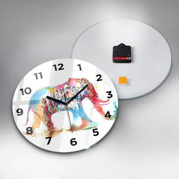 Round glass wall clock Indian Culture