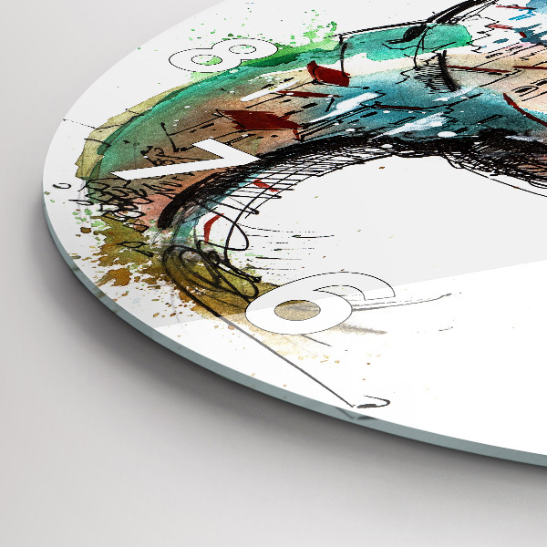 Round glass wall clock Swiss watch