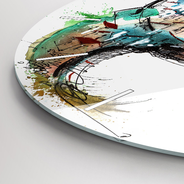 Round glass wall clock Swiss watch