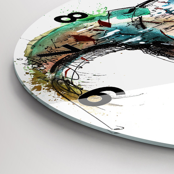 Round glass wall clock Swiss watch