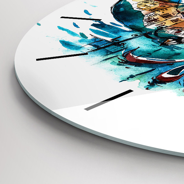 Round glass wall clock Italy - Venetian Gondola