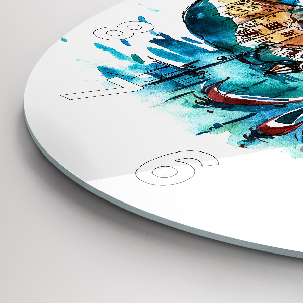 Round glass wall clock Italy - Venetian Gondola