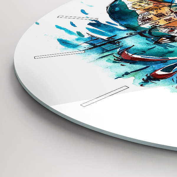 Round glass wall clock Italy - Venetian Gondola