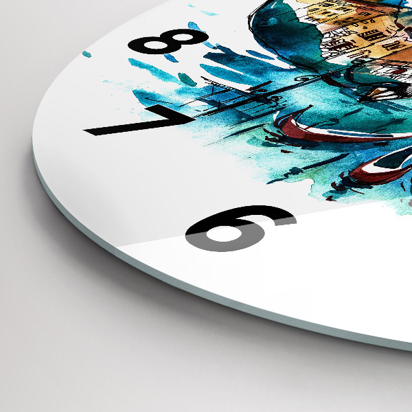 Round glass wall clock Italy - Venetian Gondola