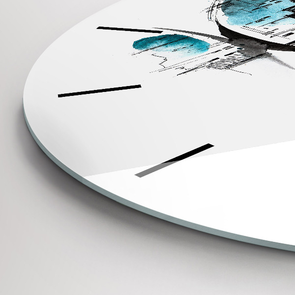 Round glass wall clock City in glasses