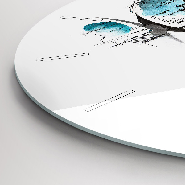 Round glass wall clock City in glasses