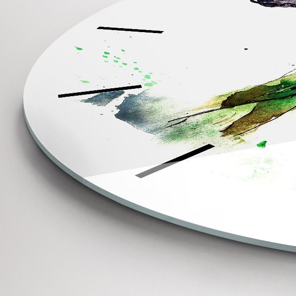 Round glass wall clock Moose and Mountain Landscape